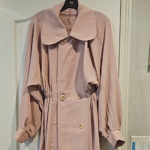 SHEIN Light Pink Double-Breasted Trench Coat
